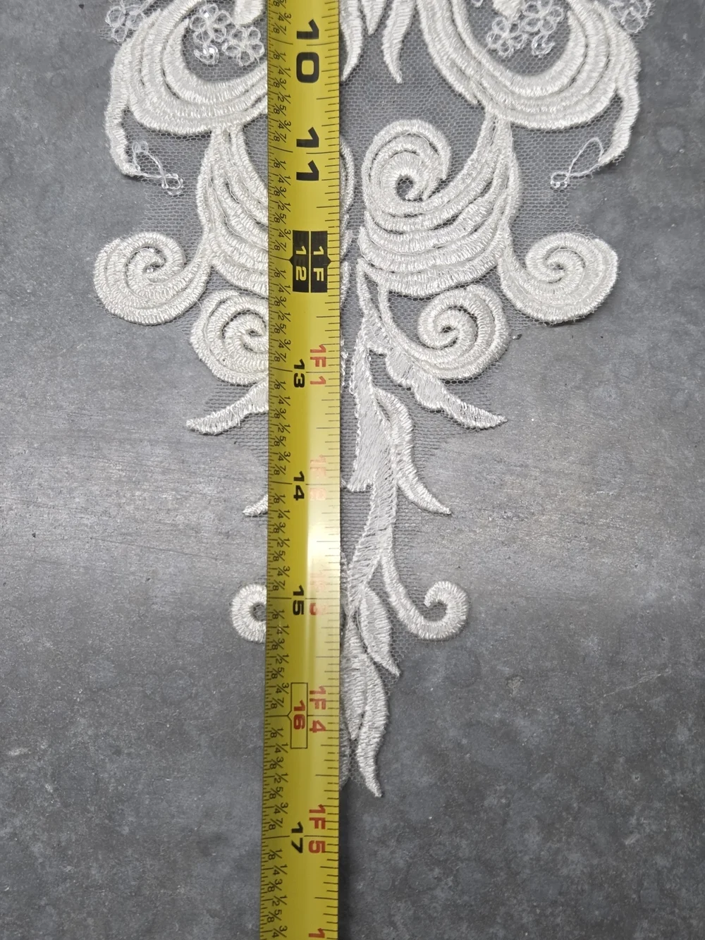 Decorative White Lace Appliqué Pair Cream